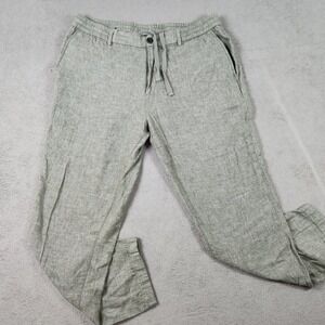 Banana Republic Athletic Fit Linen Pants Mens 35x29 Olive Green Drawstring Waist